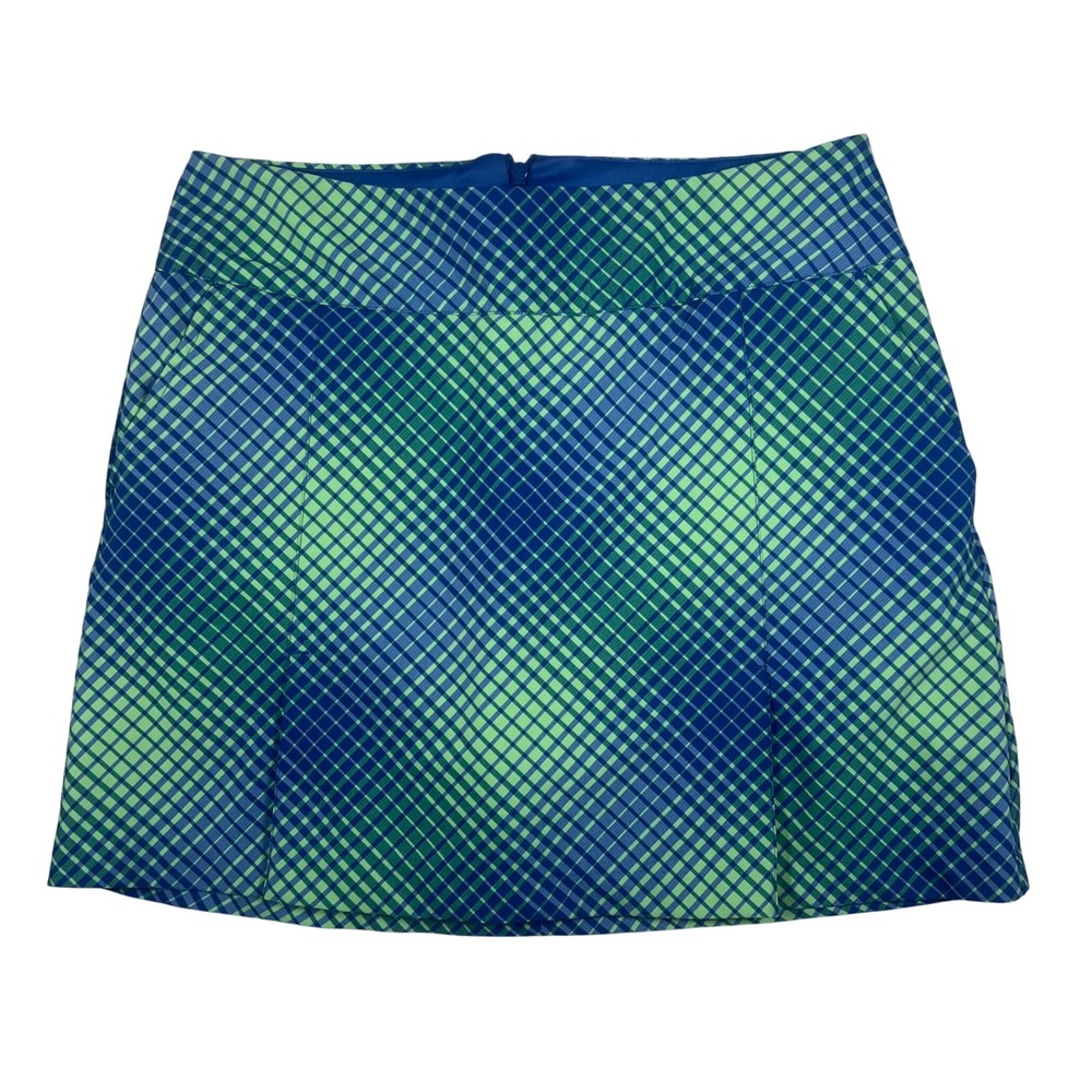 Nike Golf Dri-FIT Skort RETRO Women 8 Blue‎ Green Plaid Athletic Golf Tennis Y2K